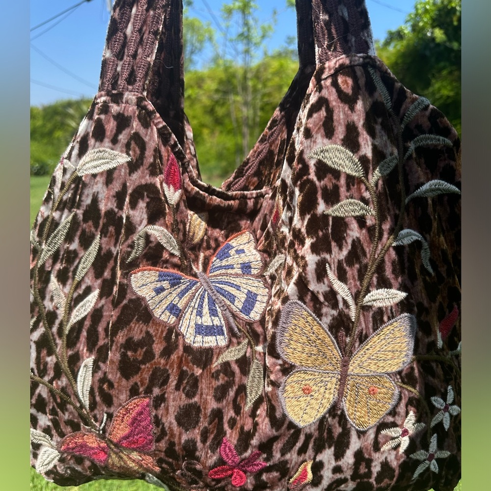 Johnny Was Brown Animal Print Shoulder Bag